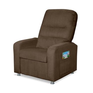 Imagem de Poltrona Do Papai Reclinável Fibra Siliconada Veludo Suede Marrom SMF Decor