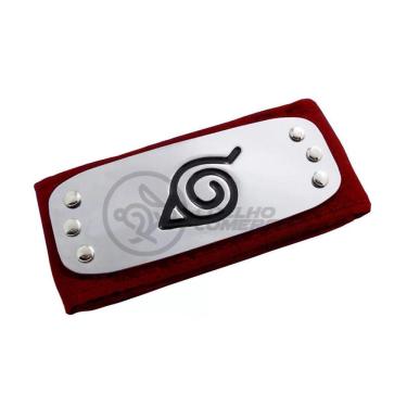 Imagem de Bandana Vermelho Naruto Aldeia Vila Oculta Folha Ninja Anime