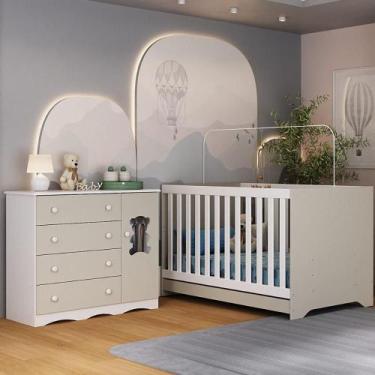 Imagem de Berço Americano 3 em 1 com Cômoda 1 Porta 4 Gavetas Doçura Multimóveis
