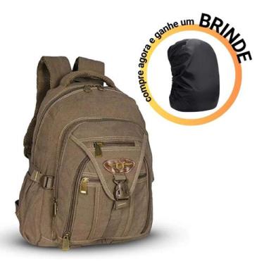 Imagem de Mochila Notebook Lona Escolar Acolchoada Kvn Ja9606 Caqui