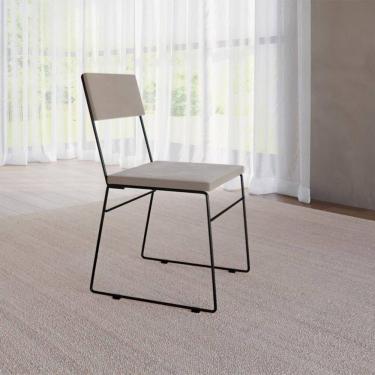 Imagem de Cadeira De Jantar Málaga Estofada Assento Veludo Para Mesa Sala De Jantar Cozinha Conforto - Bege