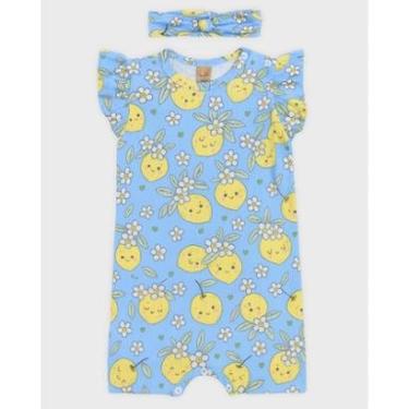 Imagem de Macacão bebê de verão com estampa exclusiva leve e estiloso - Rosa Amarelo - Bebê 3 a 18 meses-Feminino