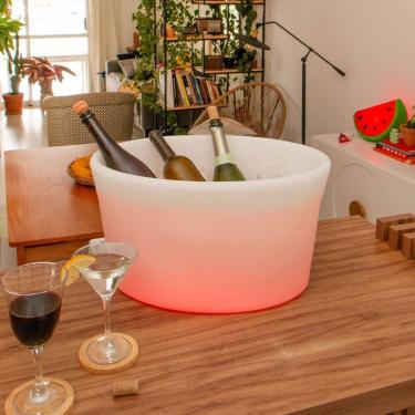 Imagem de Champanheira Oval Parede Dupla com Led Rgb Tpc com Controle Remoto e Bateria Recarregável Transparente