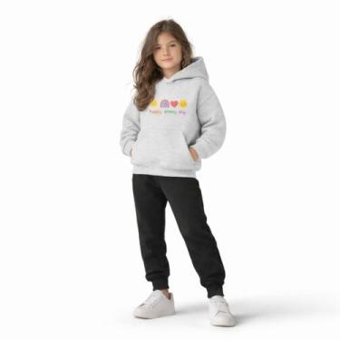 Imagem de Blusa Moletom Infantil Capuz Happy Confortável Macio Roupa Casual Inve