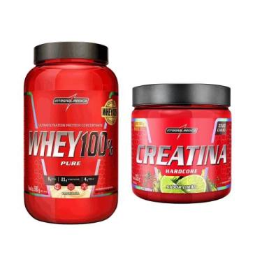 Imagem de Kit Whey 100% 900g + Creatina Limão + Coqueteleira 600ml IM - Integral