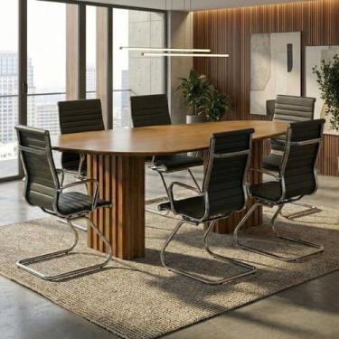 Imagem de Kit 7 Peças com Mesa de Reunião Com Tampo Orgânico e 6 Cadeiras Escrit
