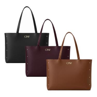 Imagem de Bolsa Feminina Sacola Grande Kit Com 3 Peças Universitária De Ombro Co