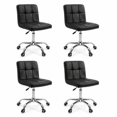 Imagem de Kit 4 Cadeiras Office Gomos Escrivaninha Giratória com Rodinhas e Regulagem de Altura –...