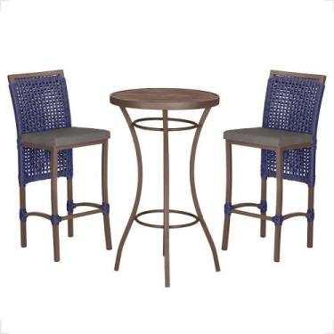 Imagem de Mesa Bistro e 2 Banquetas Roma Marrom Corda Náutica 11 Trama Original,