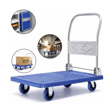 Imagem de Carrinho Plataforma De Carga Reforçado Dobrável 300kgs Cor Azul 148780