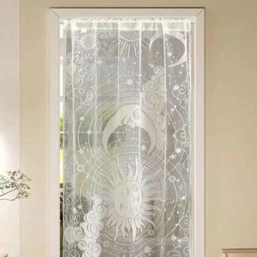 Imagem de Cortina De Porta Transparente Com Bordado Floral De 72 Polegadas, Voil