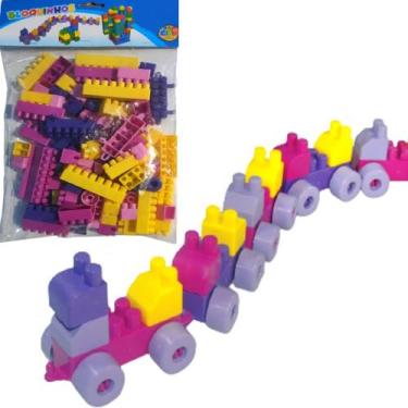 Imagem de Blocos de Montar Rosa 96 Peças Brinquedo Para Meninas - GGB Brinquedos