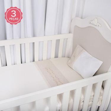 Imagem de Jogo de berco lt nature 531011 beg bordado 3 pc - MINASREY
