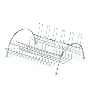 Imagem de Escorredor Cromo Fosco 15 Pratos Arthi Fantastik com Porta Talheres e Copos