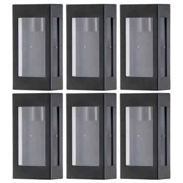 Imagem de Conjunto 6 Arandelas Externas Pretas Prime Luminária Bivolt de Parede Jardim Fachada Mu...