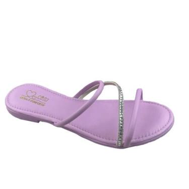 Imagem de Rasteirinha Sandália Flat Ibiza Menina Com Brilho Strass - Kidy, Lilás