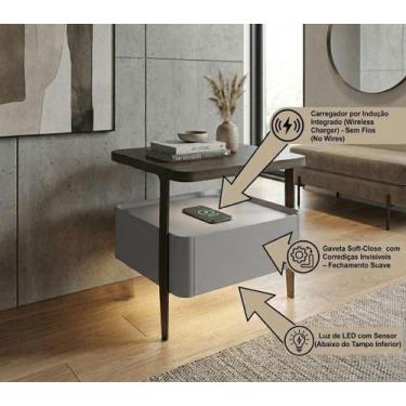 Imagem de Mesa de Cabeceira Multifuncional Smart Clean: Carregador por Indução, 
