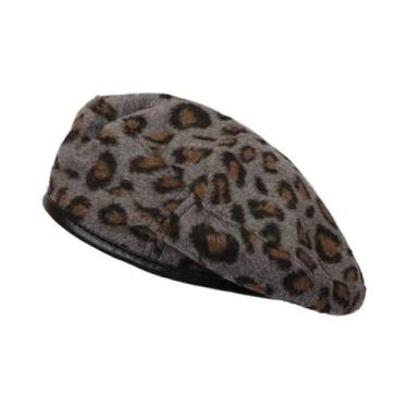 Imagem de Boina Feminina Com Estampa De Leopardo, Chapéu Retro Estilo Pintor Jap