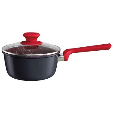 Imagem de Panela Colorstone 5 Camadas Antiaderente Alumínio Base de Indução 2,2L Preto com Vermelho Euro Home