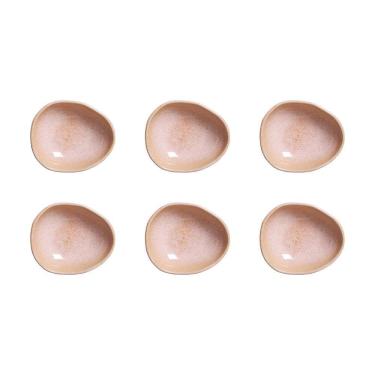 Imagem de Conjunto de Cumbucas Oval Litchi 265ML 6 Peças Stoneware Design Texturizado para Mesa Rosa Porto Brasil