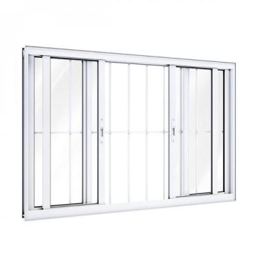 Imagem de Janela de Alumínio de Correr 120x150cm 4 Folhas com Grade Riobras Luca