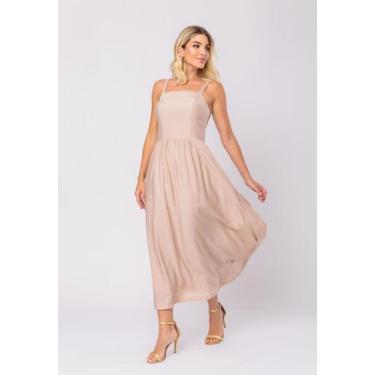 Imagem de Vestido Midi Alfaiataria Bolsos Bege Salvatore, P