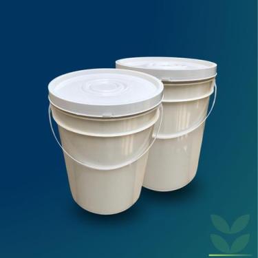 Imagem de Balde Branco 20 Litros com Tampa Lacre e Alça Plastica - Kit 2 Unidade
