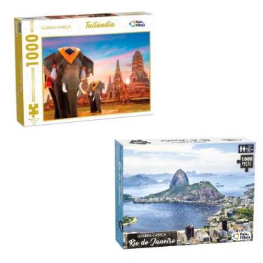 Imagem de kit 2 quebra cabeças 1000 peças - Tailandia e Rio de Janeiro - Pais e 