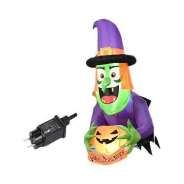 Imagem de Decoração Inflável De Bruxa Para Halloween 4.5FT Com Luzes LED, Adereç
