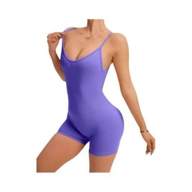Imagem de Macacão De Yoga Feminino Em Cor Sólida Com Costas Cruzadas, Roupas De 