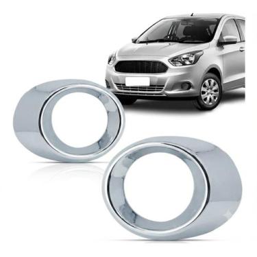 Imagem de Par Grade de Para-Choque Ford KA C/ FURO PARA Milha CROMADO - ENGEKAR