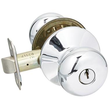 Imagem de Schlage Maçaneta de porta F51APLY625 cromada polida Plymouth entrada com chave F51A à prova de pânico