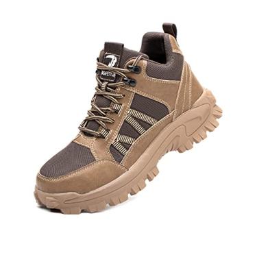 Imagem de Jueshanzj Sapatos de segurança masculinos casuais para trabalho anti-esmagamento anti-piercing, sapatos de trabalho leves, respiráveis, biqueira de aço, sapatos de proteção /, Marrom, 6