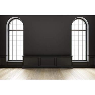 Imagem de Yeele Fundo de sala vazia de 3 x 2,4 m de fundo moderno clássico de madeira decoração de interiores de chão para fotografia, sala de estar, decoração de interiores, vídeo conferência fundo papel de parede