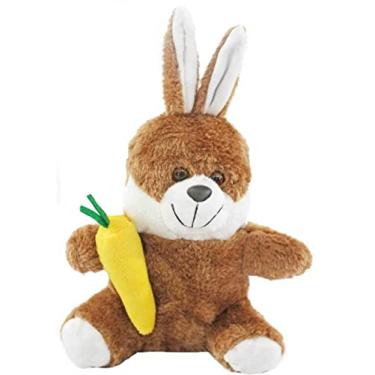 Imagem de Coelho da Pascoa Marrom de Pelucia Com Cenoura