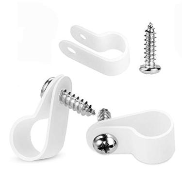 Imagem de LOKMAN Pacote com 50 clipes de montagem em estilo P de luz de corda de 1/2 polegadas com parafusos Phillips de cabeça de panela de aço inoxidável compatíveis