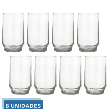 Imagem de Jogo 8 Copos 300ml Vidro Lights Suco Agua Transparente Nadir