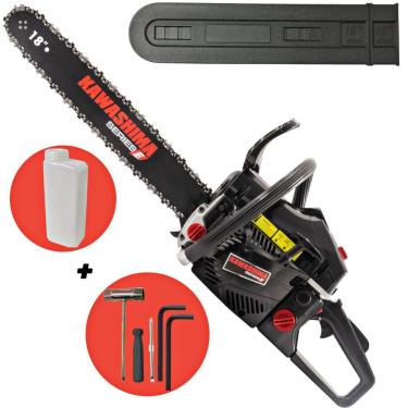 Imagem de Motosserra À Combustão Kawashima KCS520E 50,8cc 2 Tempos Ergonômica Com Sabre de 18 Polegadas e Carcaça de Alumínio Robusto