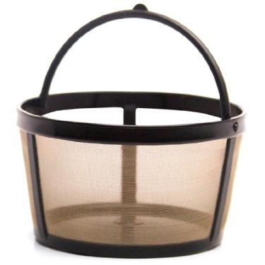Imagem de Filtro de cafe de 4-8 xicaras de cafe reutilizavel estilo cesta Gold Tone com alca.