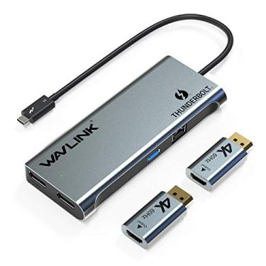 Imagem de Estação de ancoragem WAVLINK Thunderbolt 3 Dual 4K | Adaptador Thunderbolt 3 para DisplayPort Dual Single 5K | Adaptador DisplayPort para HDMI 2.0 para Mac e Windows (USB 3.0, Gigabit Ethernet)