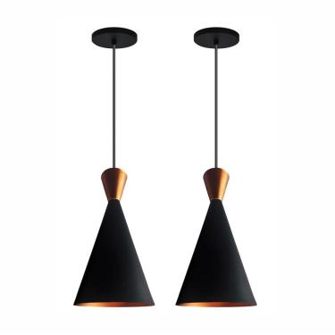Imagem de Kit 2 Lustres Pendentes Dixon New City Preto Interior Cobre