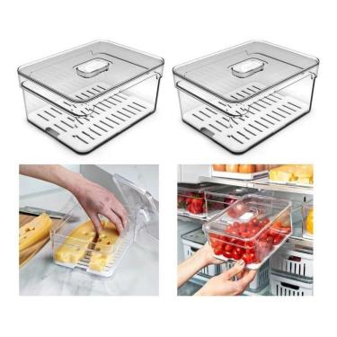 Imagem de 2 Organizador De Geladeira 2,2 Litros Com Cesto Clear Fresh