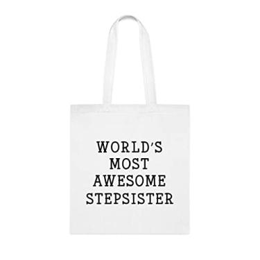 Imagem de A mais incrível bolsa Stepsister do mundo, presente engraçado para a meia-irmã, bolsa de ombro de meia-irmã, bolsas reutilizáveis para a cesta, de aniversário, Natal, ideia de presente, Branco
