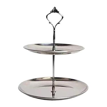 Imagem de gazechimp Suporte para Cupcakes, Pratos de Sobremesa, Frutas, Doces, Torre de Exibição para Crianças, Chá de Aniversário, Chá de Bebê, Bandeja de Servir, dupla camada