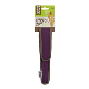 Imagem de Bamboo Travel Utensils - To-Go Ware Utensil Set com bolsa de transporte (Mulberry)