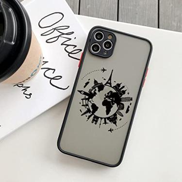 Imagem de World Map Travel Airplane Phone Case para iphone 13 11 12 Pro Max 7 8 Plus SE 2020 X XR XS MAX Capa à prova de choque rígida traseira, mapa preto 8, para iphone 7 plus