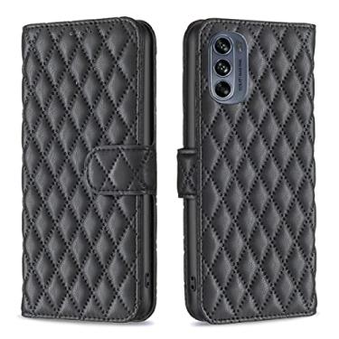 Imagem de HONGYAN Capa de telefone Para Motorola Moto G62 Diamond Lattice Cartice Cheather Flip Phone Case Capa protetora