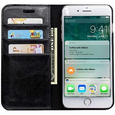 Imagem de KKFAUS Carteira de capa de telefone Clamshell com 3 slots de cartão, capa protetora de telefone à prova de choque de couro para Apple iPhone SE 2Nd 4,7 polegadas (cor: preto)