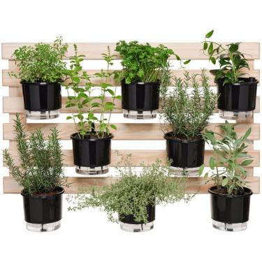 Imagem de Kit Horta Vertical Raiz Vasos Treliça 60x100 + 8 Vasos Autoirrigáveis + Suporte + Substrato