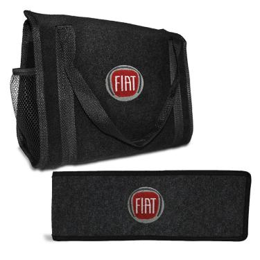 Imagem de Bolsa Organizadora de Porta Malas e Capa Porta Triângulo de Sinalização Emblema Fiat Bordado Uno Palio Toro Punto